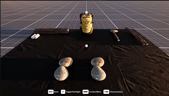 ALONE inventory with the yellow backpack